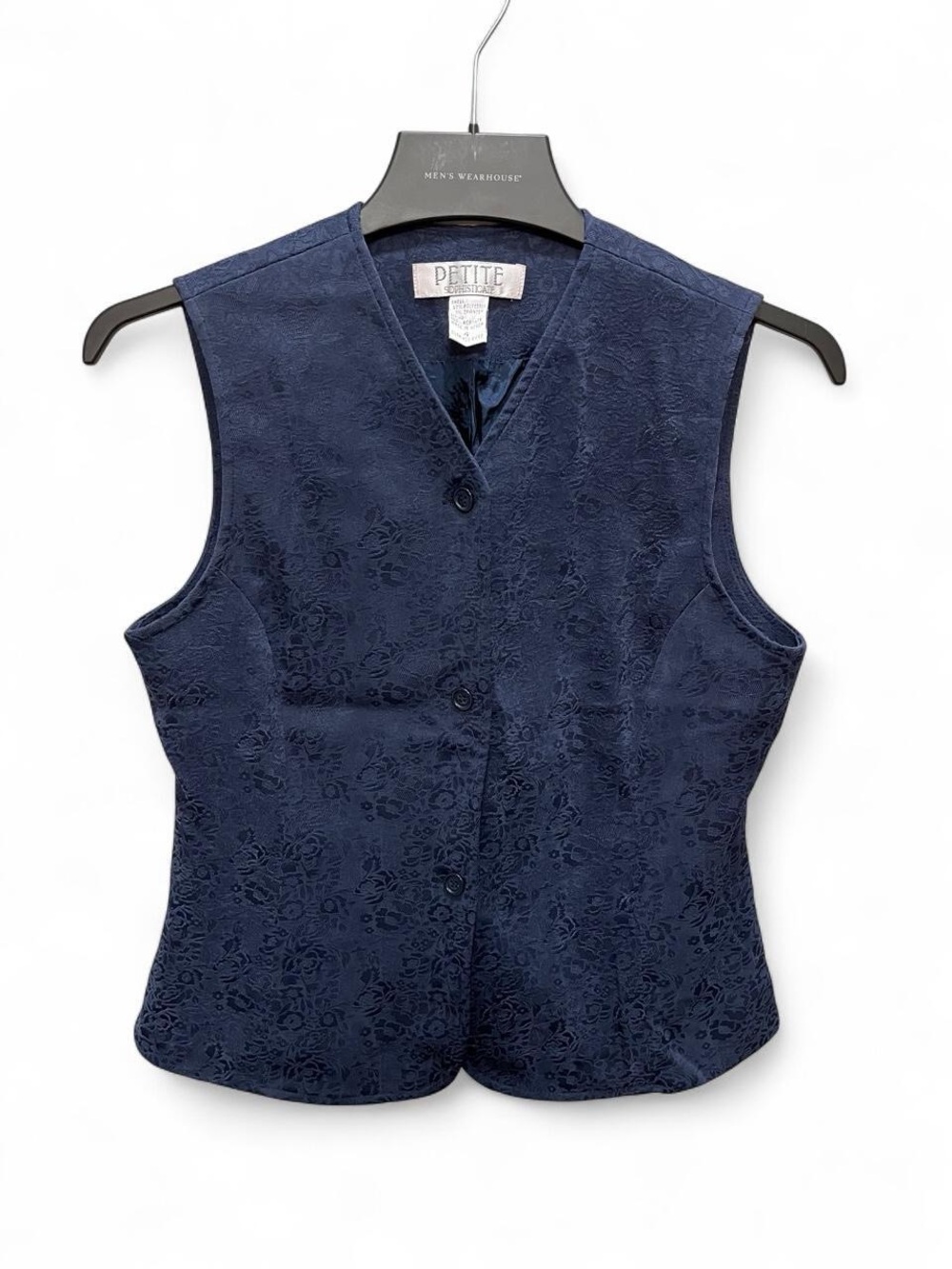 Petite Sophisticate Embriodered 90s Vintage Blue Floral Vest Women’s 4 EUC